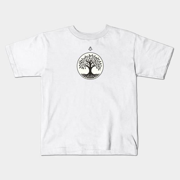 Contemporary Black Deciduous Tree Design Kids T-Shirt by Greenbubble